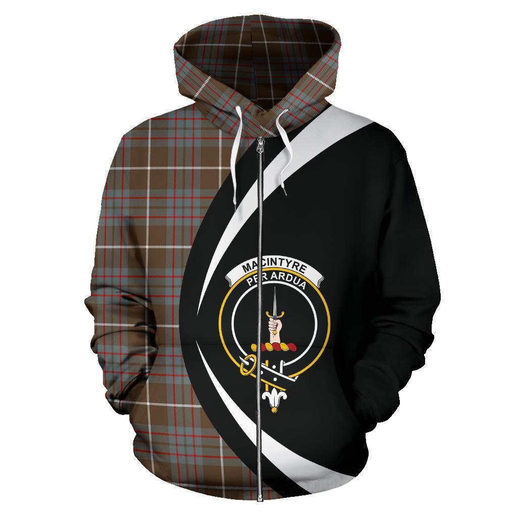 MacIntyre Hunting Weathered Tartan Crest Zipper Hoodie - Circle Style