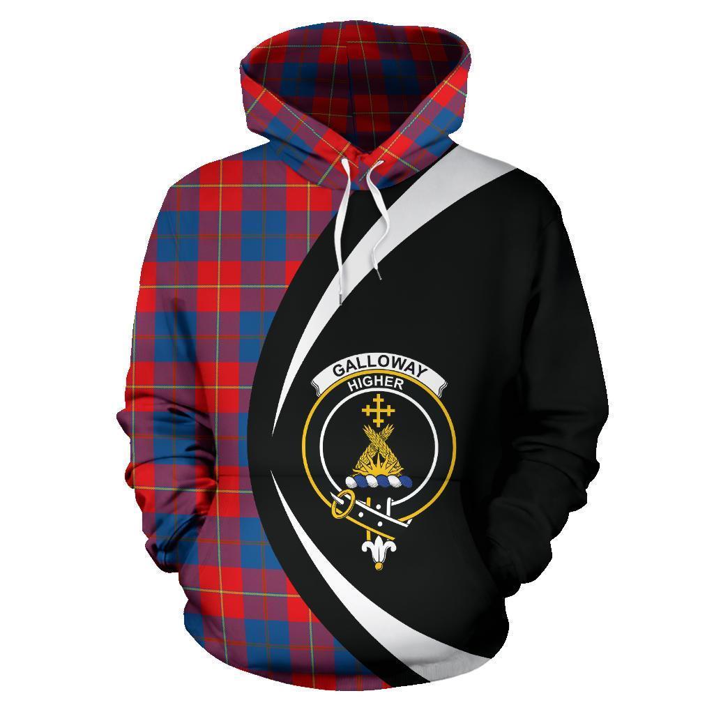 Galloway Red Tartan Crest Hoodie - Circle Style