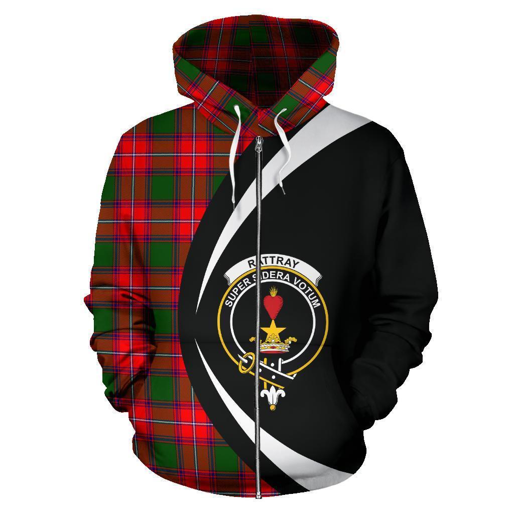 Rattray Modern Tartan Crest Zipper Hoodie - Circle Style