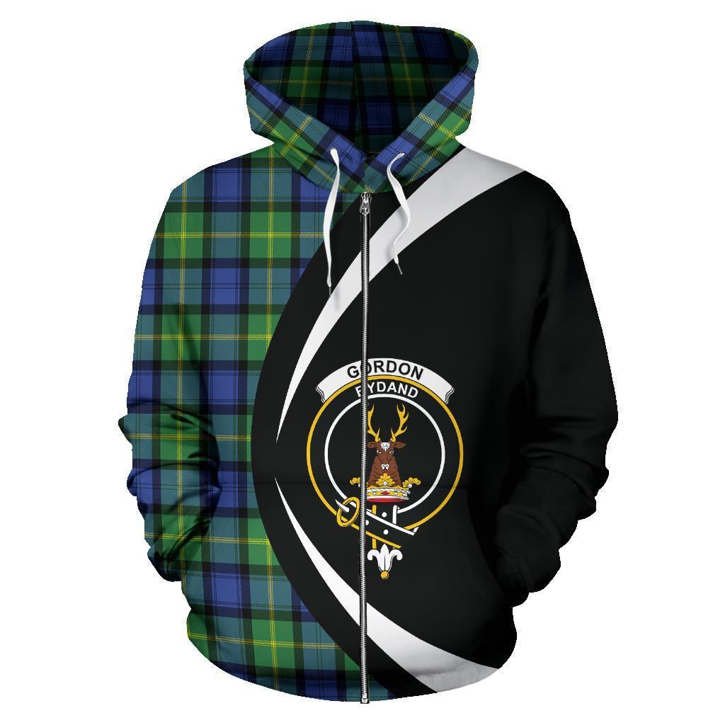 Gordon Old Ancient Tartan Crest Zipper Hoodie - Circle Style