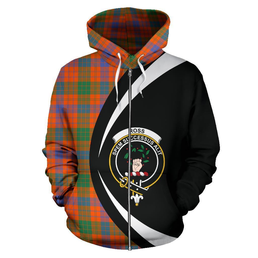 Ross Ancient Tartan Crest Zipper Hoodie - Circle Style