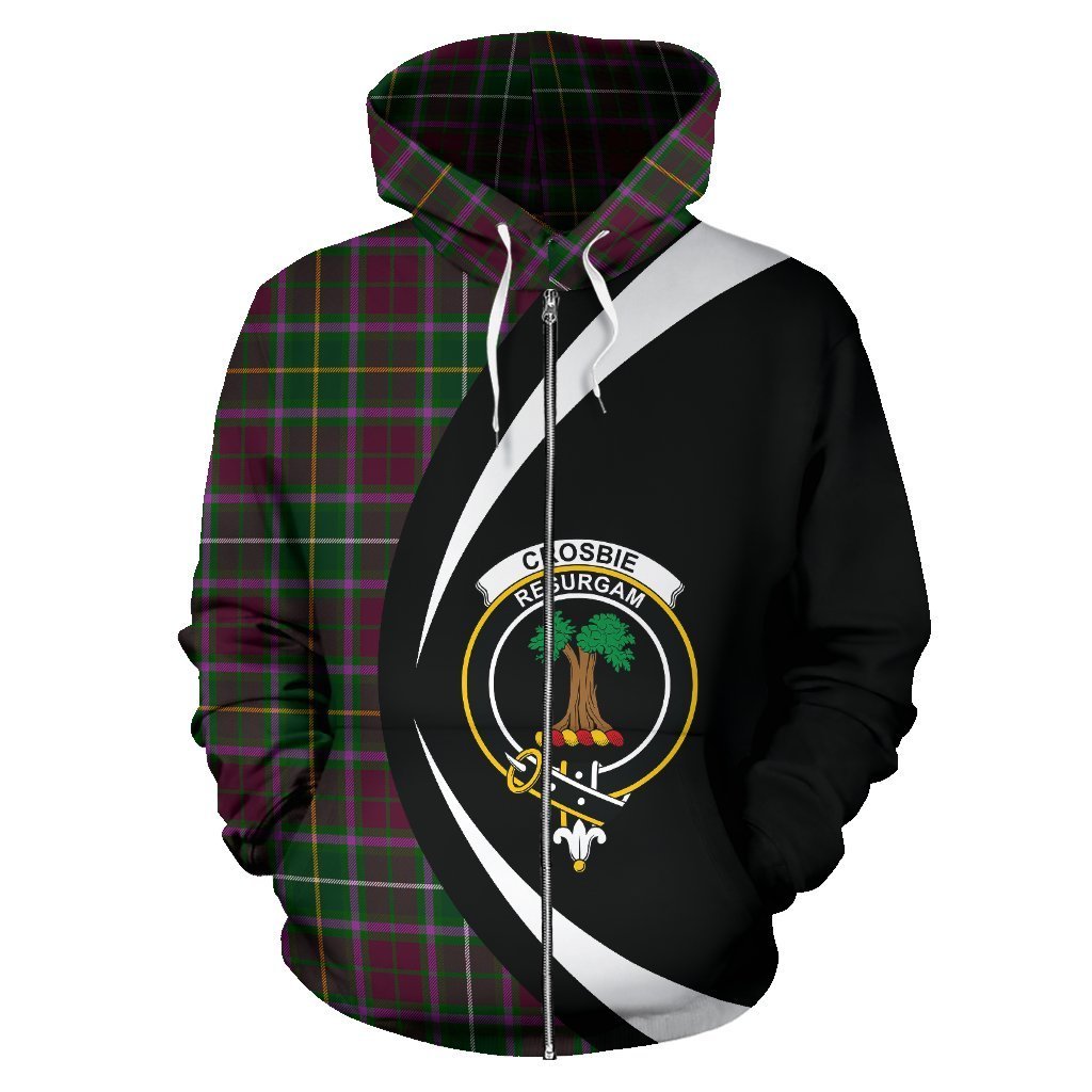 Crosbie Tartan Crest Zipper Hoodie - Circle Style