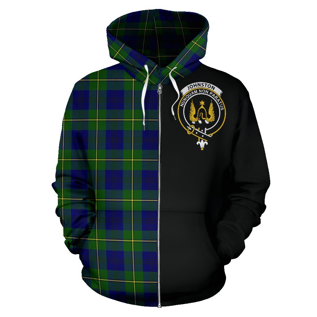 Johnston Modern Tartan Crest Zipper Hoodie - Half Of Me Style