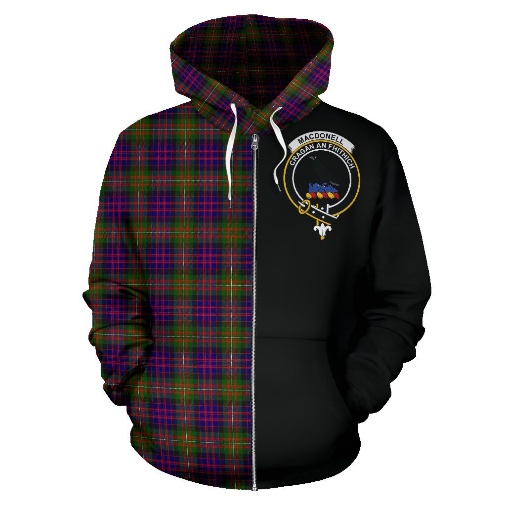 MacDonnell of Glengarry Modern Tartan Crest Zipper Hoodie - Half Of Me Style