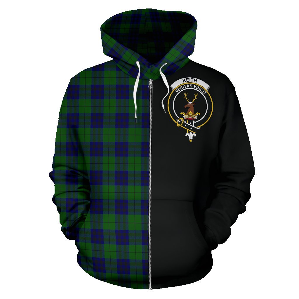 Keith Modern Tartan Crest Zipper Hoodie - Half Of Me Style