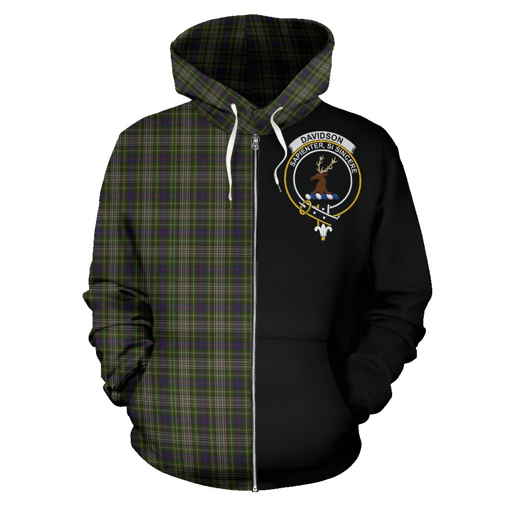 Davidson Tulloch Dress Tartan Crest Zipper Hoodie - Half Of Me Style