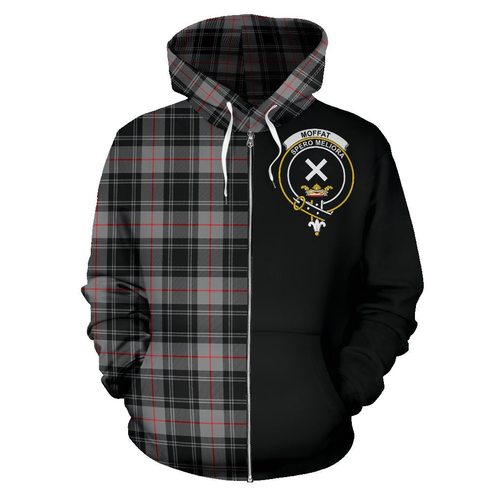 Moffat Modern Tartan Crest Zipper Hoodie - Half Of Me Style