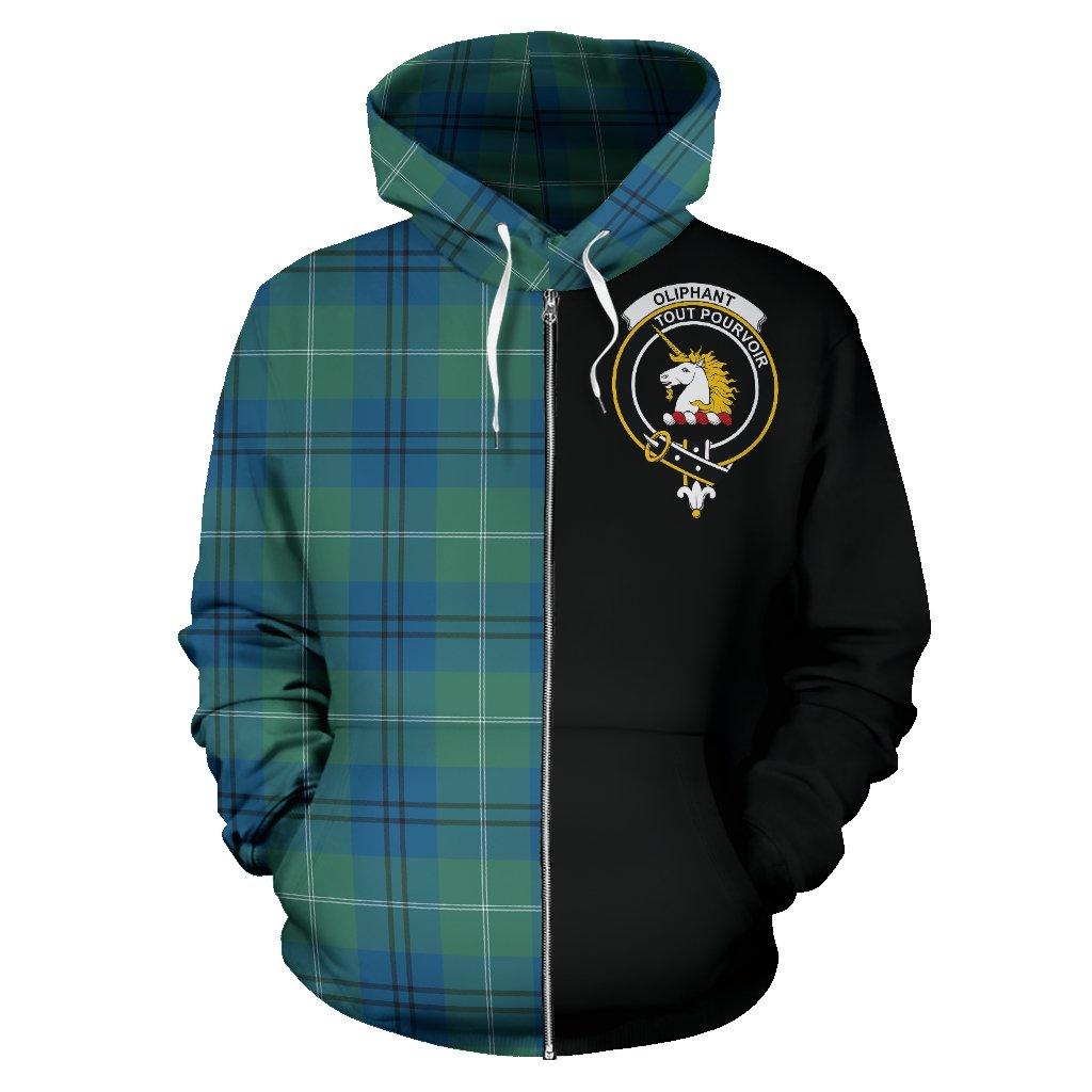 Oliphant Modern Tartan Crest Zipper Hoodie - Half Of Me Style