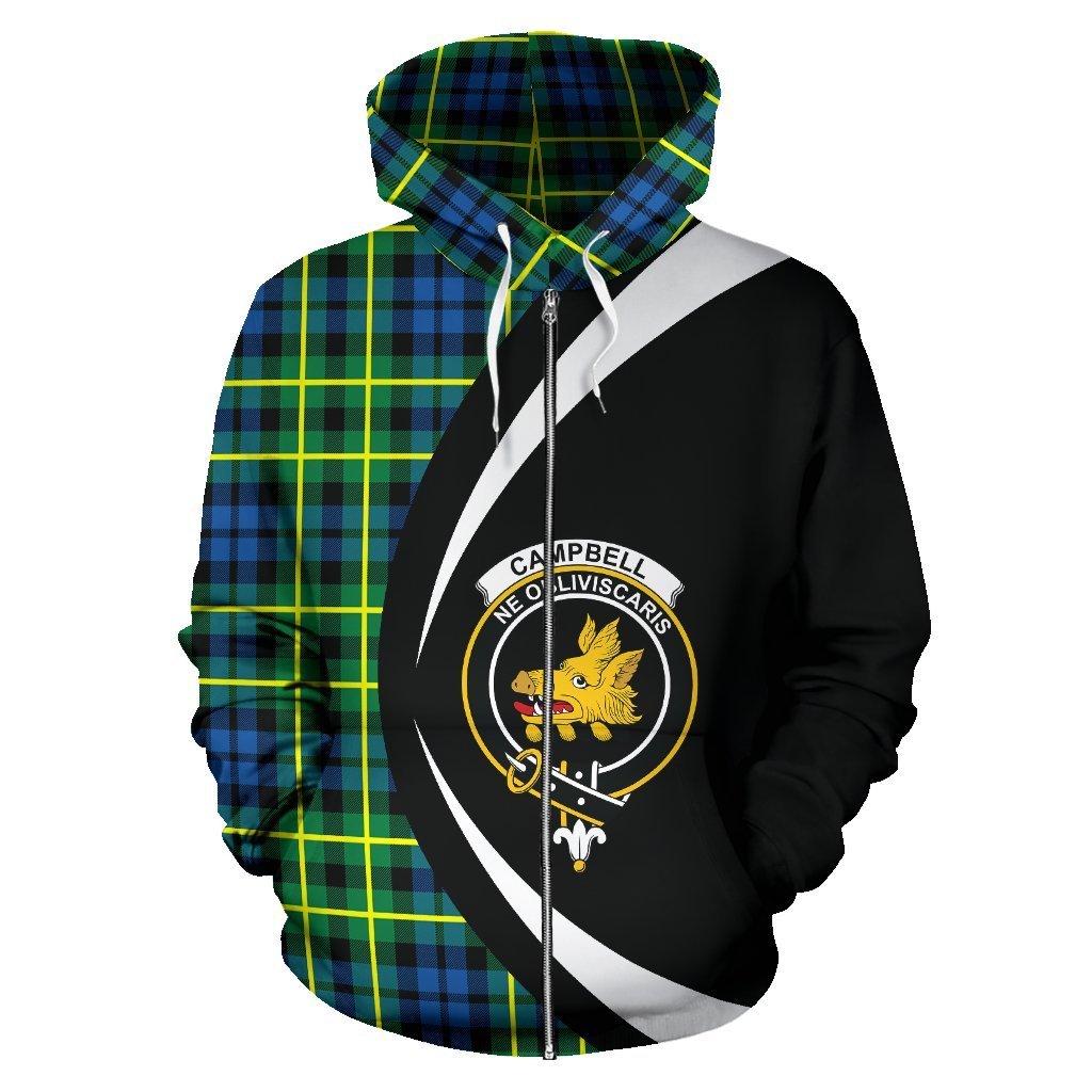 Campbell of Breadalbane Ancient Tartan Crest Zipper Hoodie - Circle Style