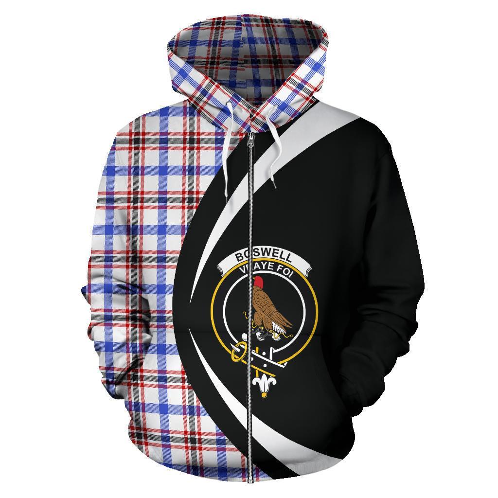 Boswell Modern Tartan Crest Zipper Hoodie - Circle Style