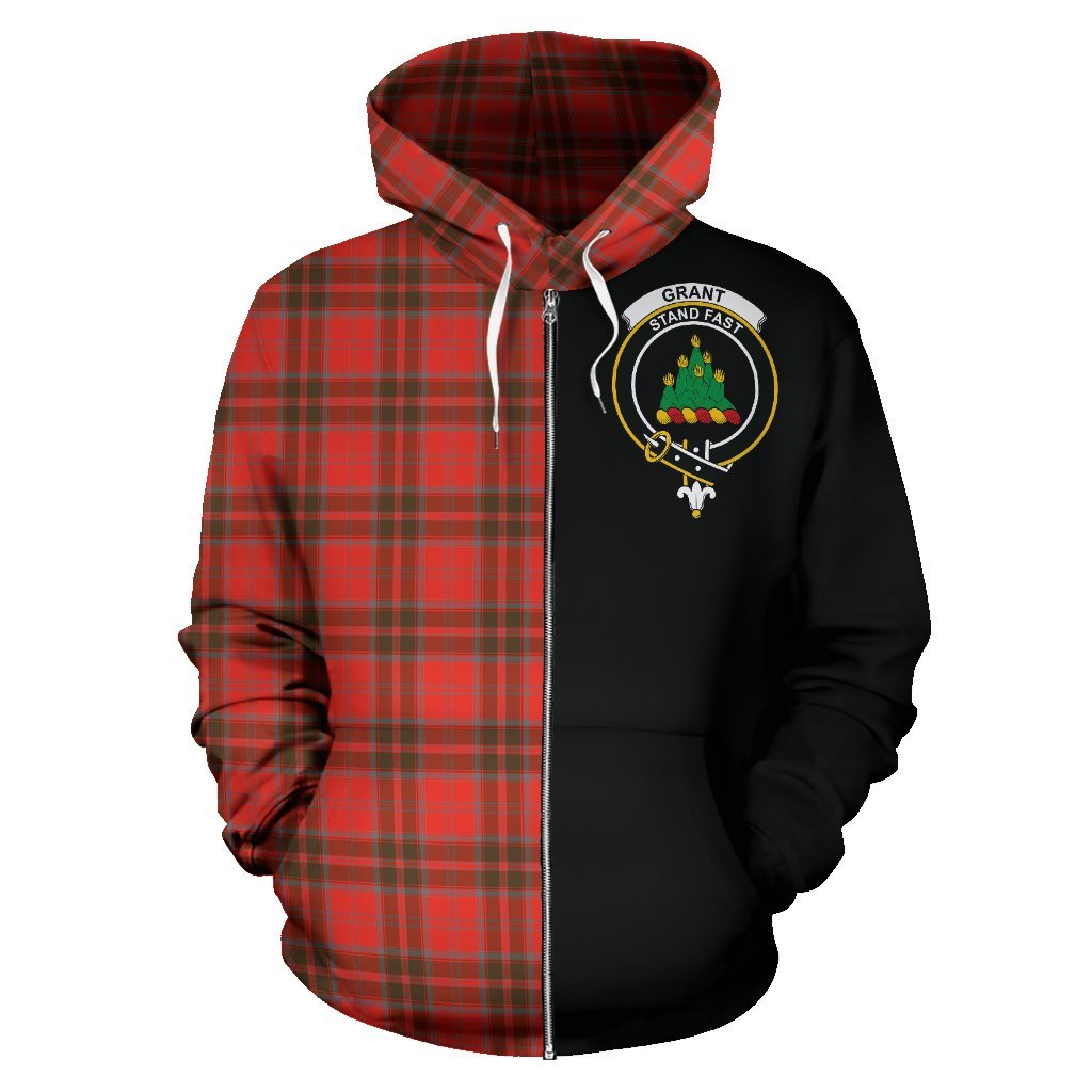 Grant Weathered Tartan Crest Zipper Hoodie - Half Of Me Style