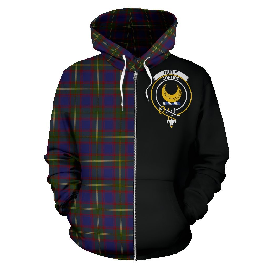 Durie Tartan Crest Zipper Hoodie - Half Of Me Style