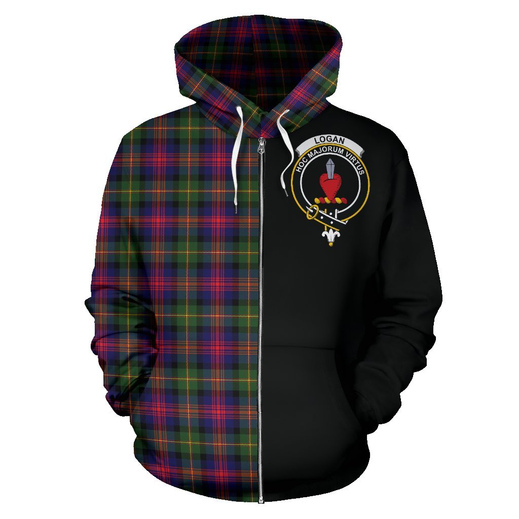 Logan Modern Tartan Crest Zipper Hoodie - Half Of Me Style