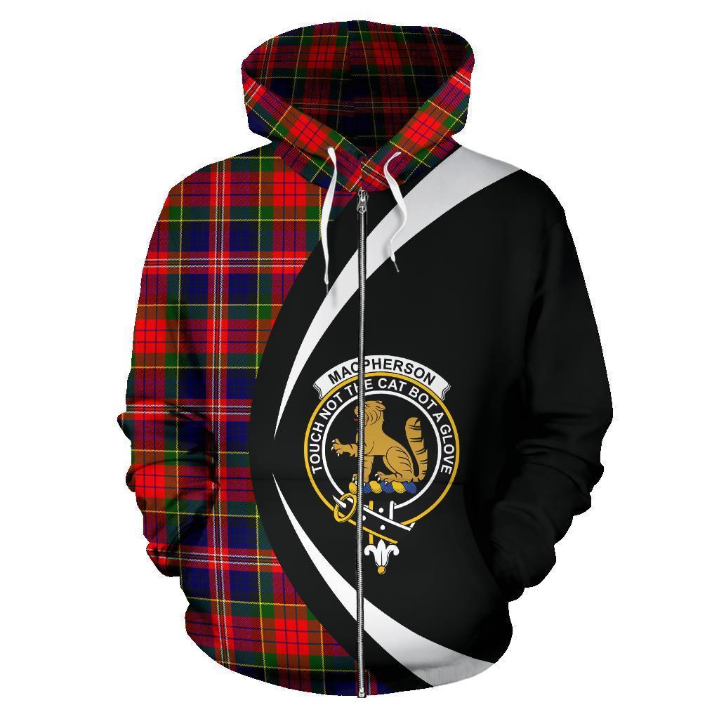 MacPherson Modern Tartan Crest Zipper Hoodie - Circle Style