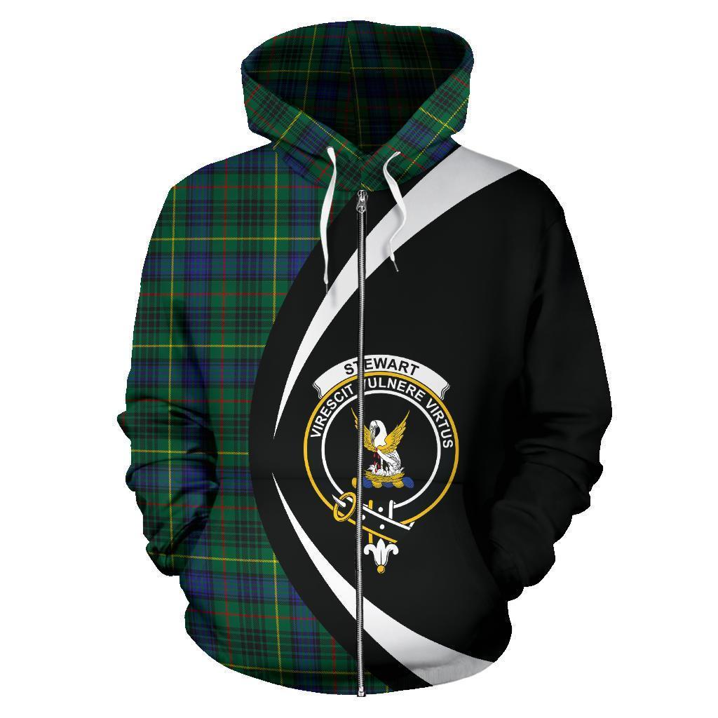 Stewart Hunting Modern Tartan Crest Zipper Hoodie - Circle Style