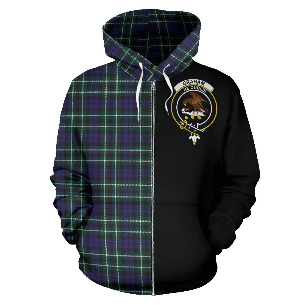 Graham of Montrose Modern Tartan Crest Zipper Hoodie - Half Of Me Style