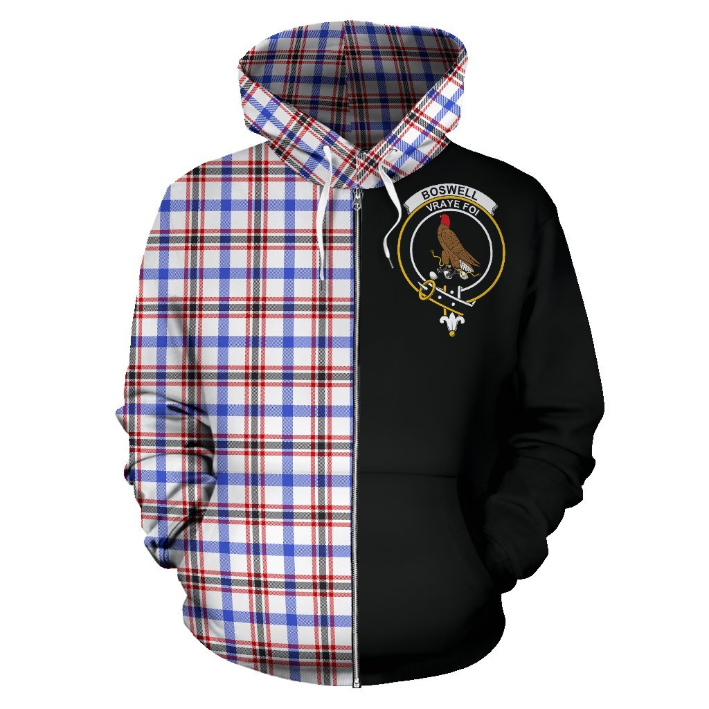 Boswell Modern Tartan Crest Zipper Hoodie - Half Of Me Style