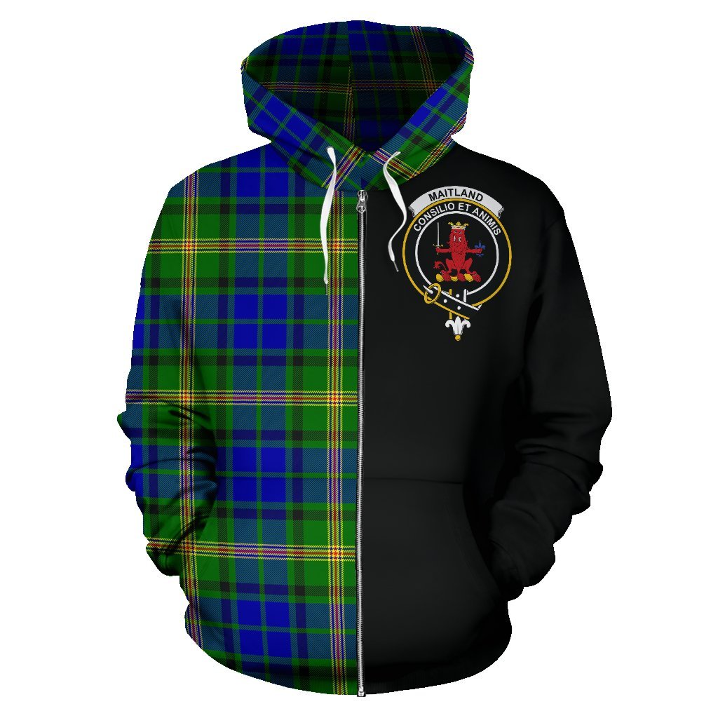 Maitland Tartan Crest Zipper Hoodie - Half Of Me Style