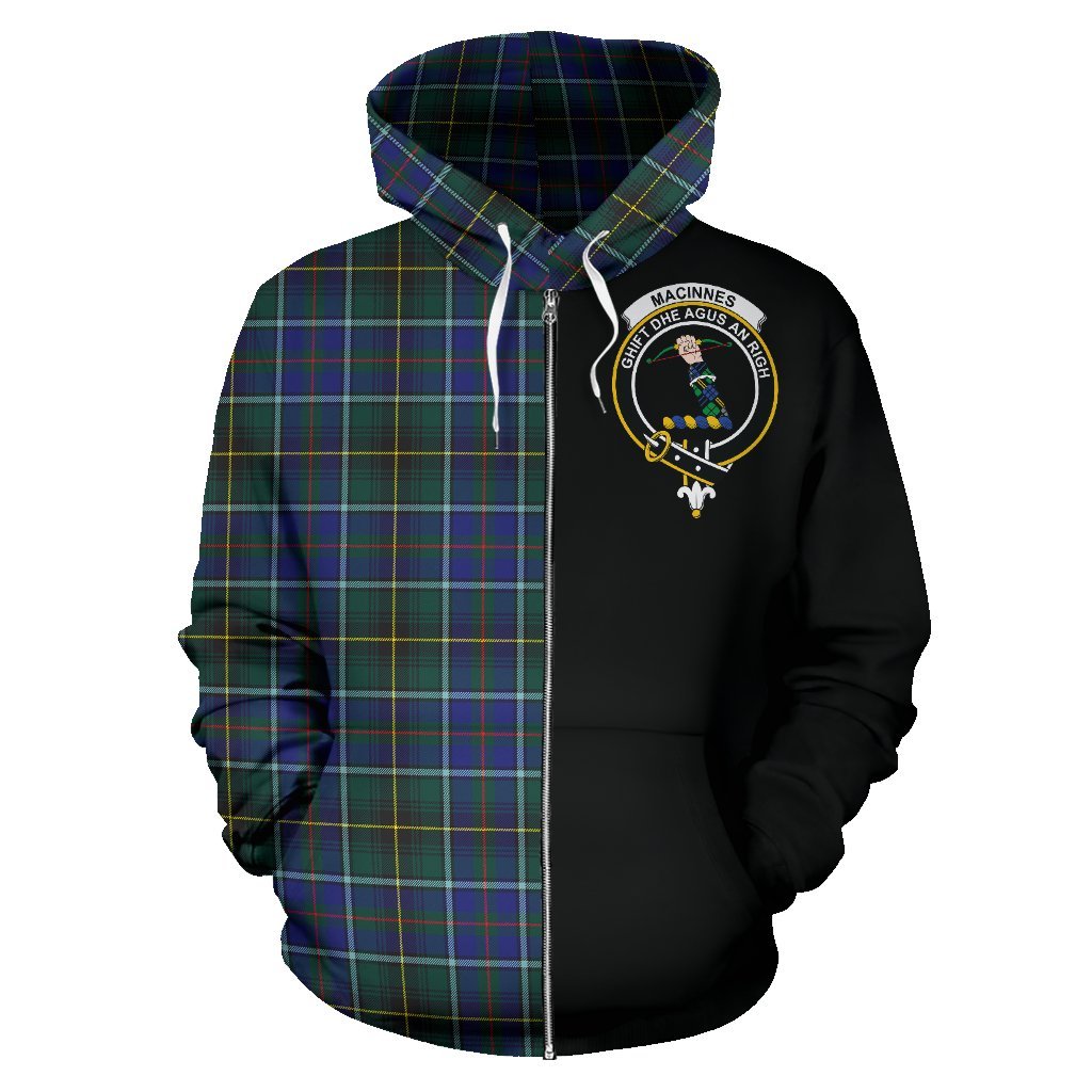 MacInnes Modern Tartan Crest Zipper Hoodie - Half Of Me Style