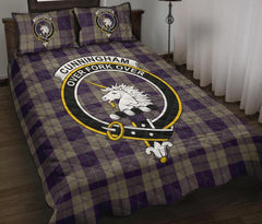 Cunningham Dress Blue Tartan Crest Quilt Bed Set