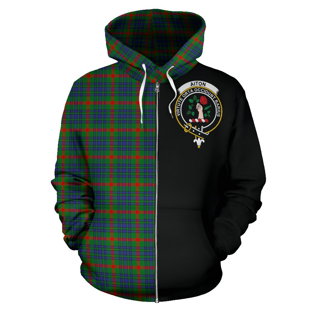 Aiton Tartan Crest Zipper Hoodie - Half Of Me Style