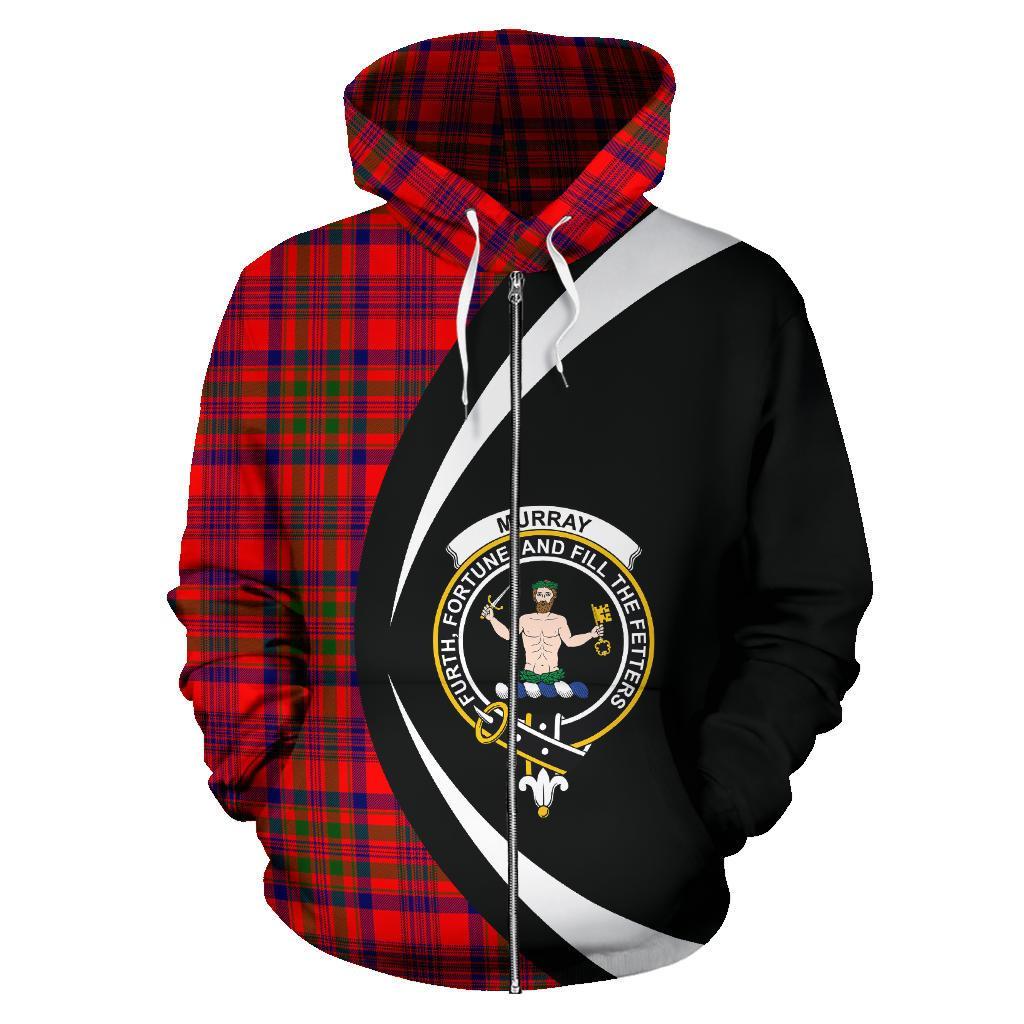 Murray of Tulloch Modern Tartan Crest Zipper Hoodie - Circle Style