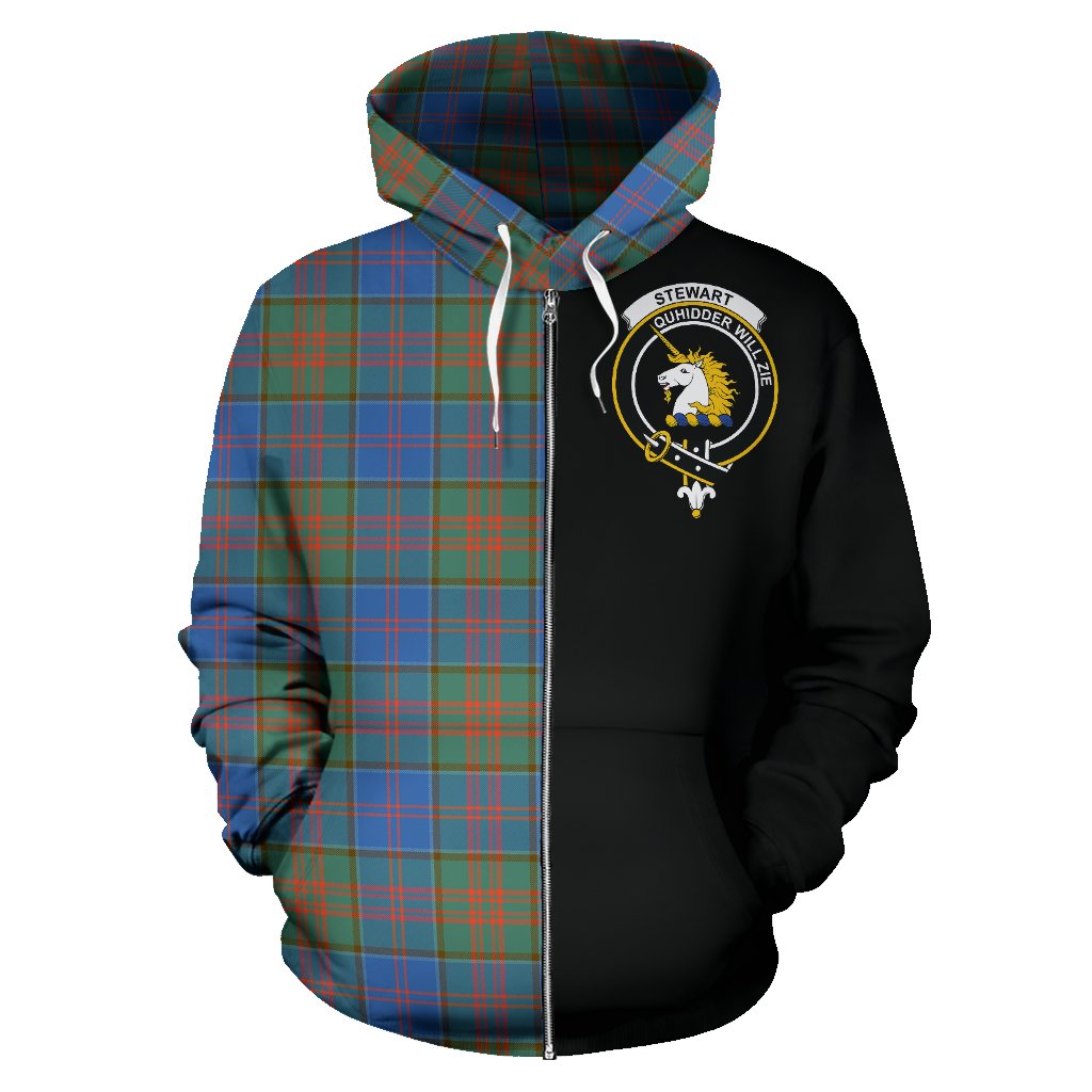 Stewart of Appin Hunting Ancient Tartan Crest Zipper Hoodie - Half Of Me Style