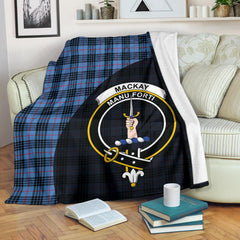 MacKay Blue Tartan Crest Blanket Wave Style