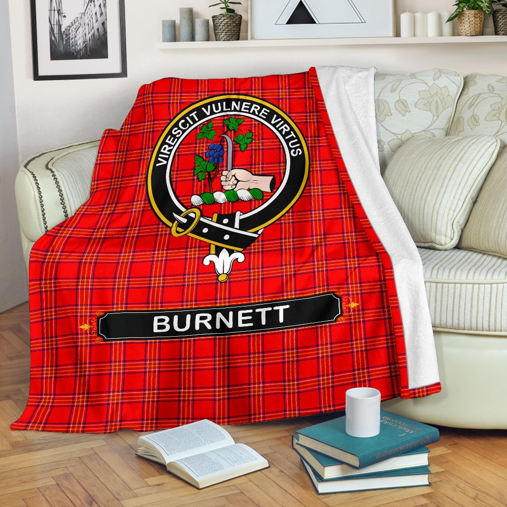 Burnett Family Tartan Crest Blanket - 3 Sizes