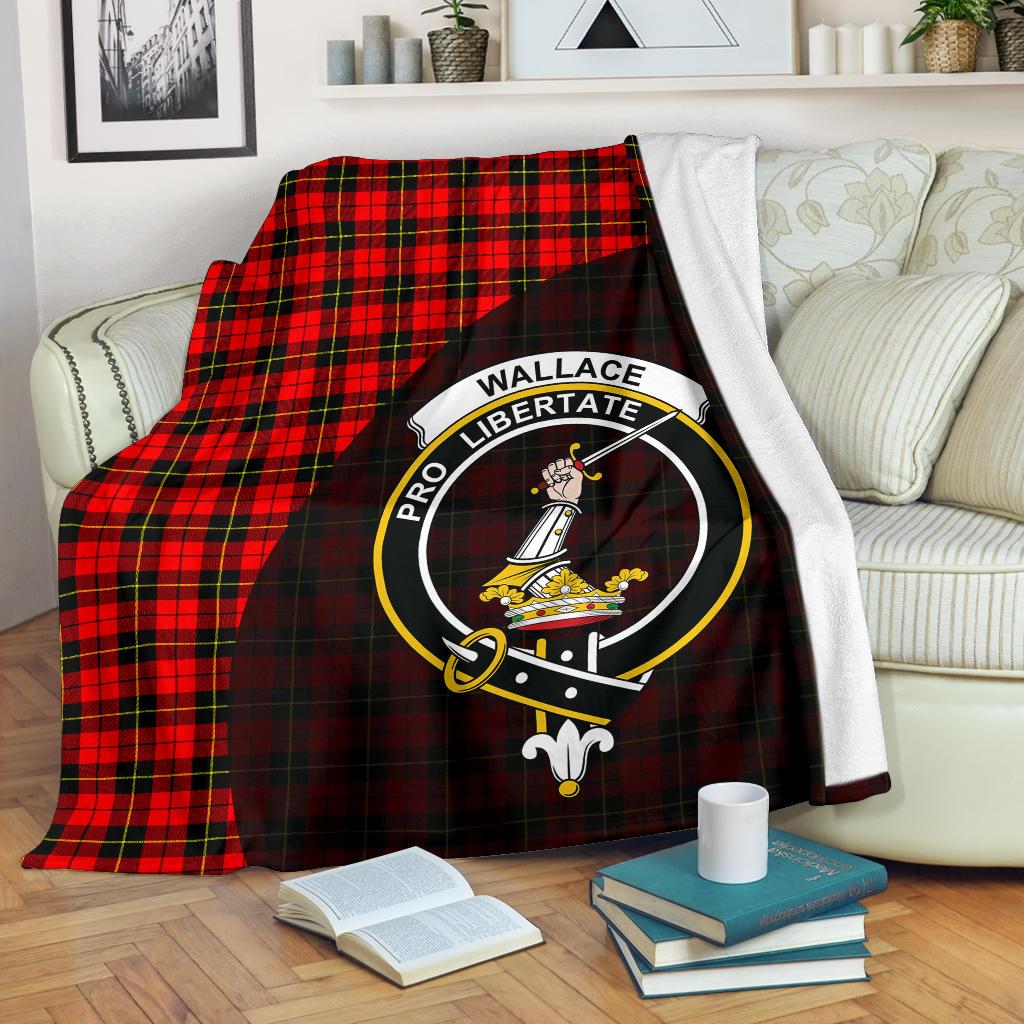 Wallace Hunting - Red Tartan Crest Blankets Wave Style