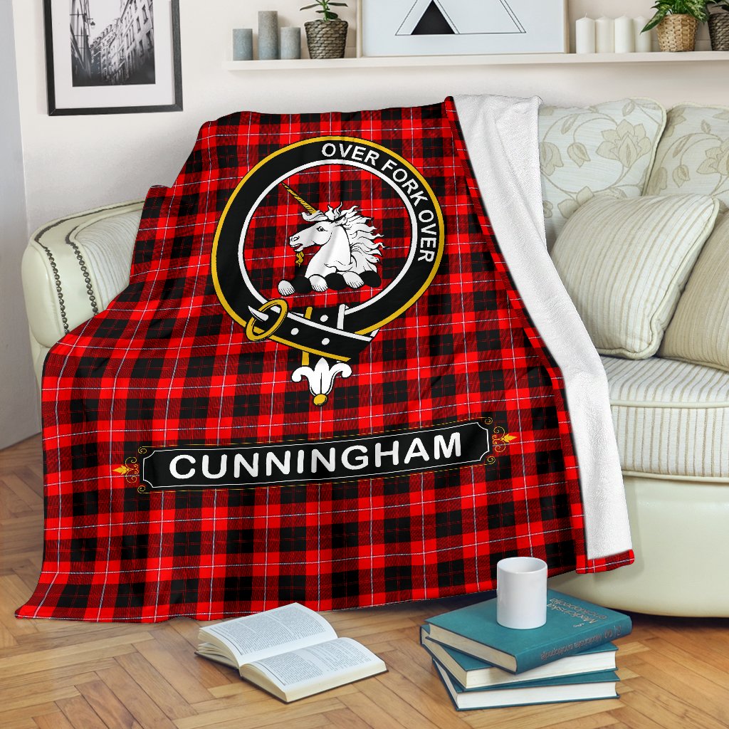 Cunningham Tartan Crest Blanket - 3 Sizes