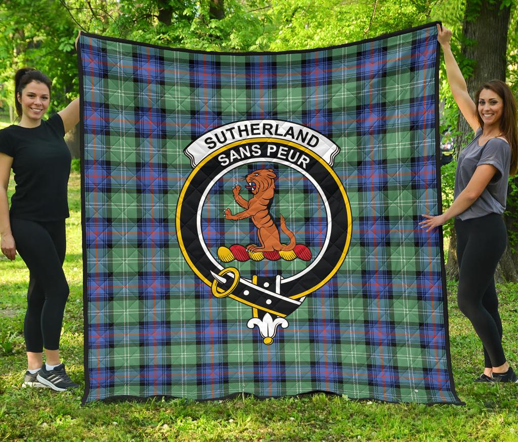 Sutherland Old Ancient Tartan Crest Quilt