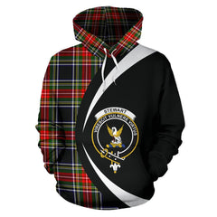 Stewart Black Tartan Crest Hoodie - Circle Style