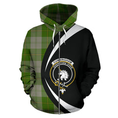 Cunningham Dress Green Dancers Tartan Crest Zipper Hoodie - Circle Style