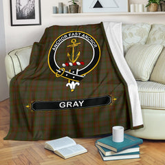 Gray Family Tartan Crest Blanket - 3 Sizes