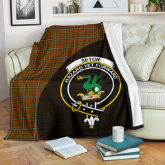 Seton Hunting Modern Tartan Crest Blanket Wave Style