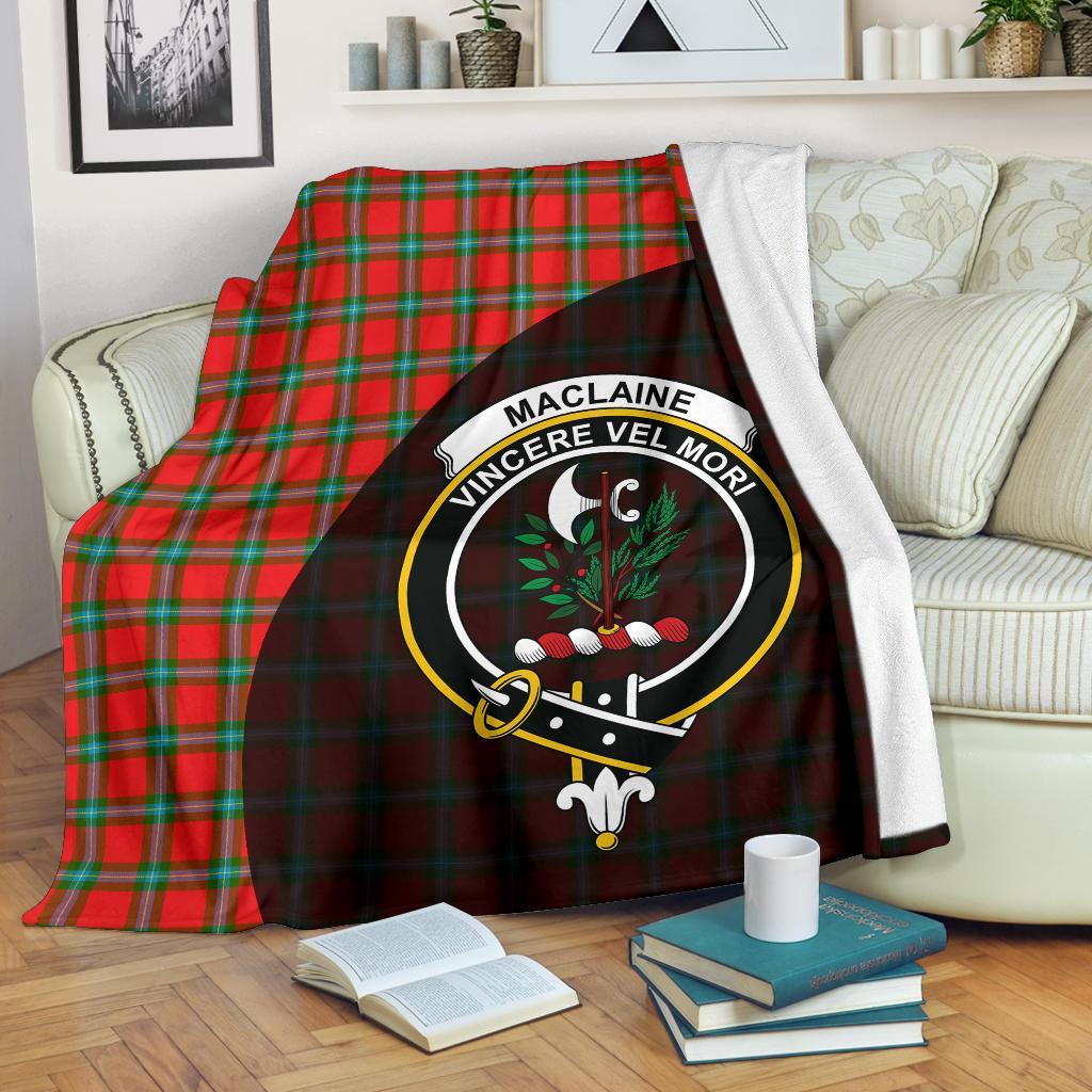 MacLaine of Loch Buie Tartan Crest Blanket Wave Style