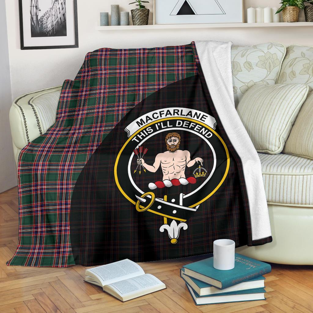 MacFarlane Hunting Modern Tartan Crest Blanket Wave Style