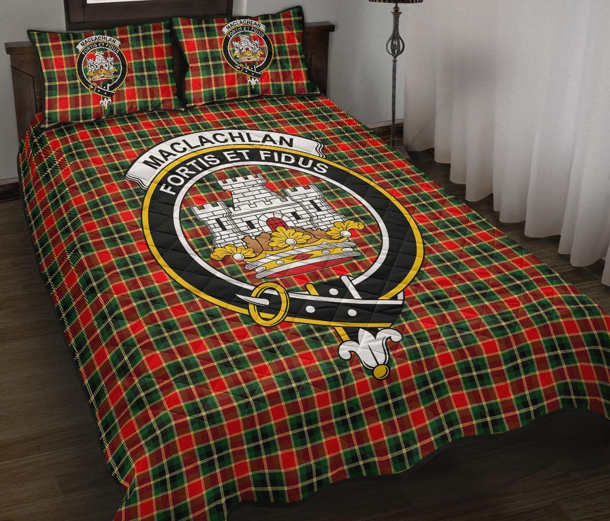 MacLachlan Hunting Modern Tartan Crest Quilt Bed Set