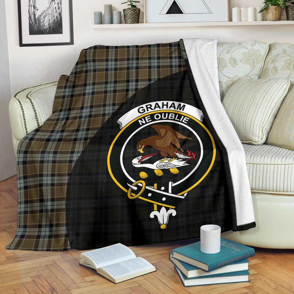 Graham of Menteith Weathered Tartan Crest Blanket Wave Style