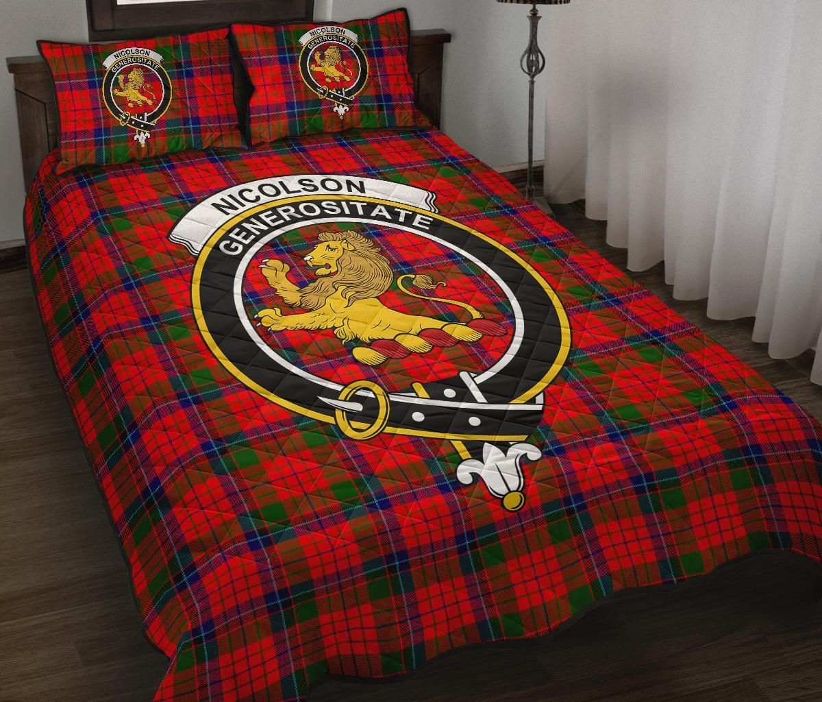 Nicolson Modern Tartan Crest Quilt Bed Set