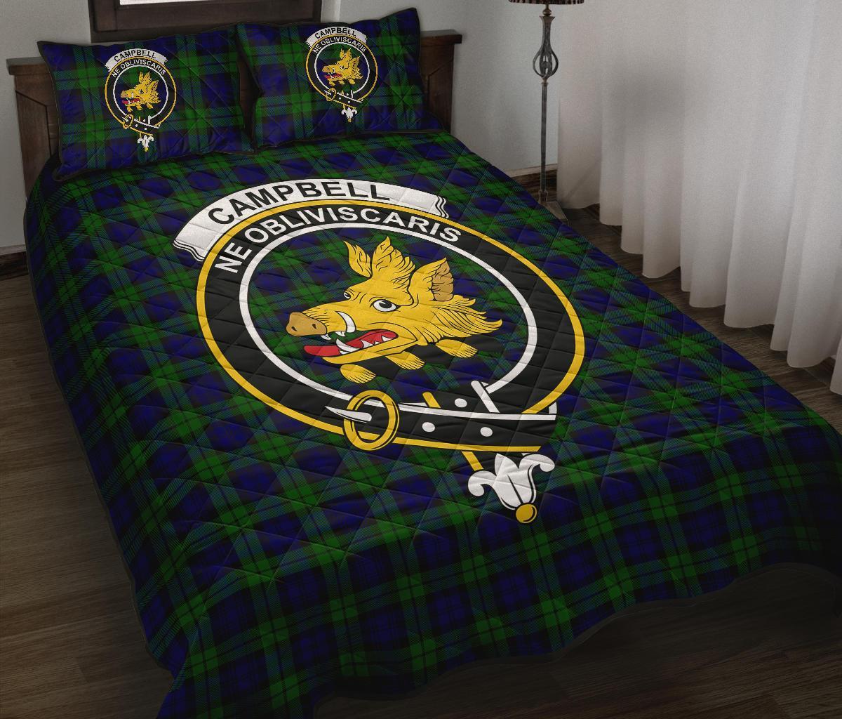 Campbell Modern Tartan Crest Circle Style Quilt Bed Set