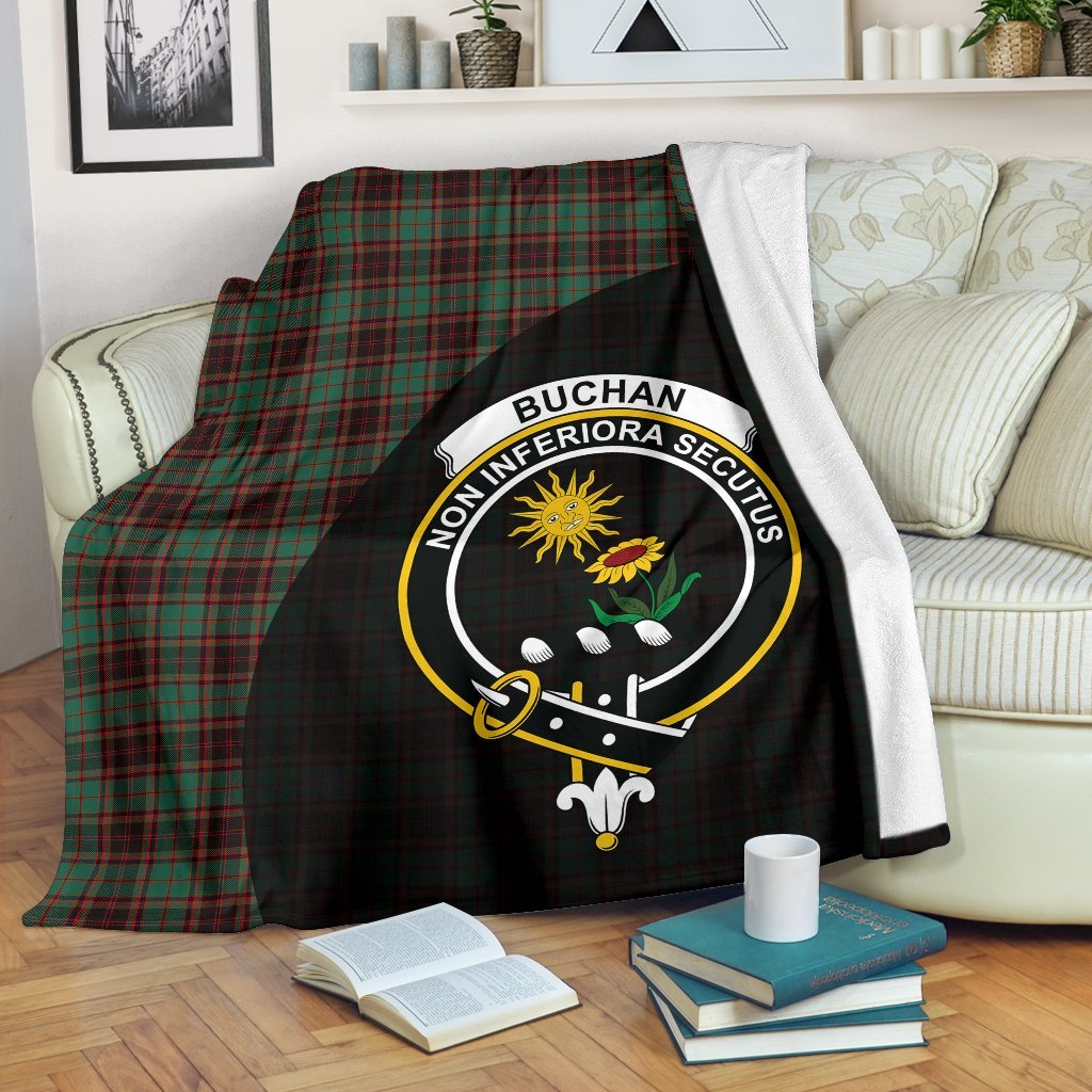 Buchan Ancient Tartan Crest Blanket Wave Style