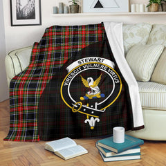 Stewart Black Tartan Crest Blanket Wave Style