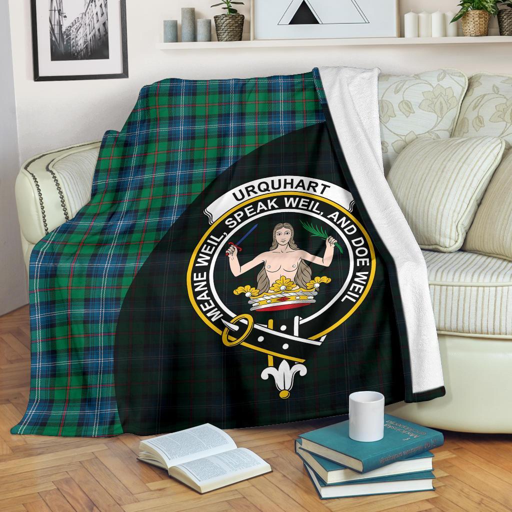 Urquhart Ancient Tartan Crest Blanket Wave Style