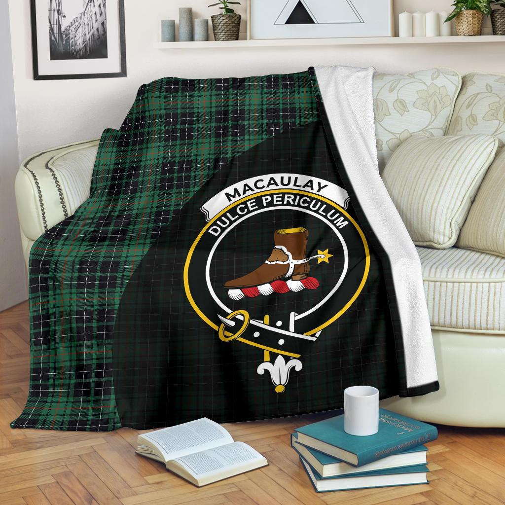 MacAulay Hunting Ancient Tartan Crest Blanket Wave Style