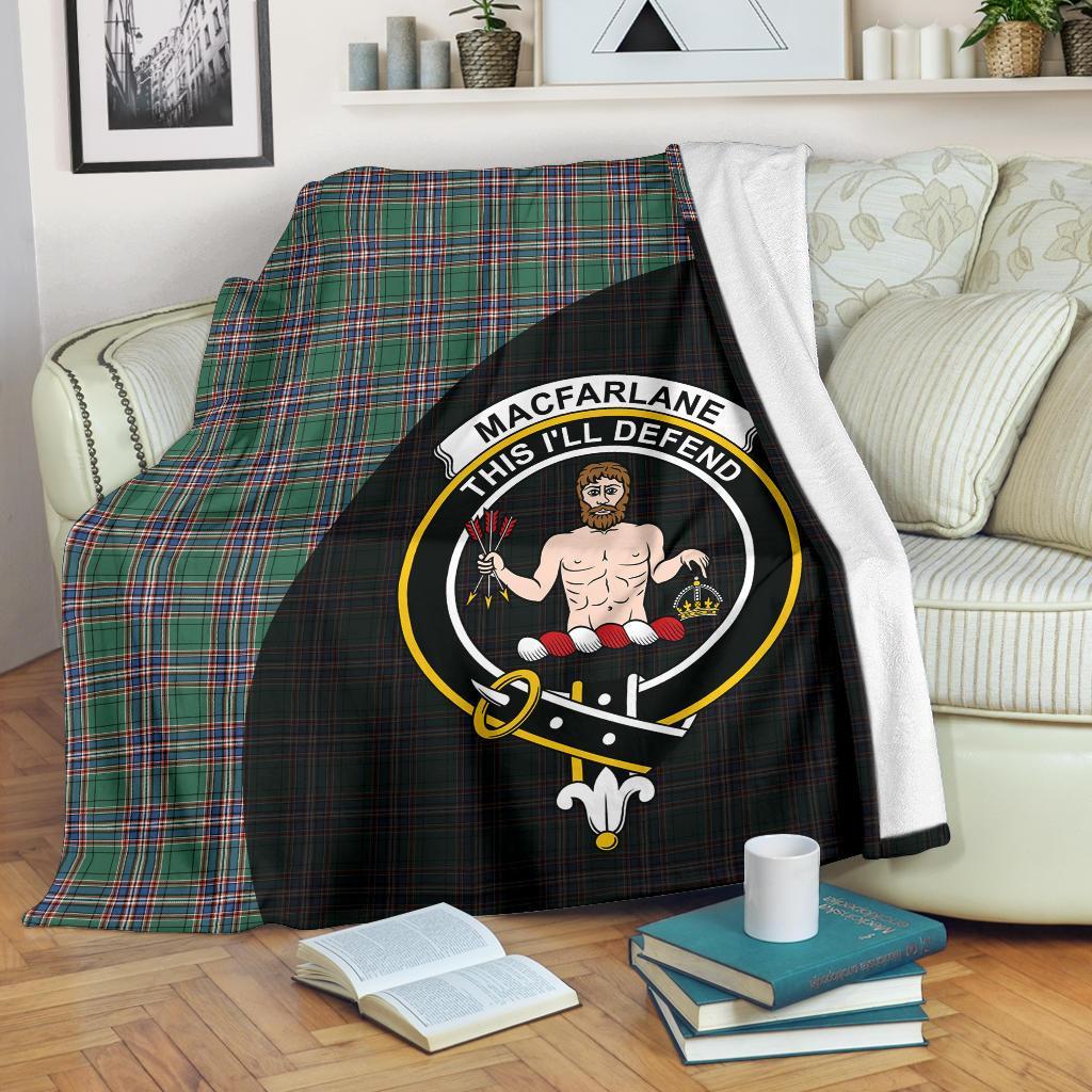 MacFarlane Hunting Ancient Tartan Crest Blanket Wave Style