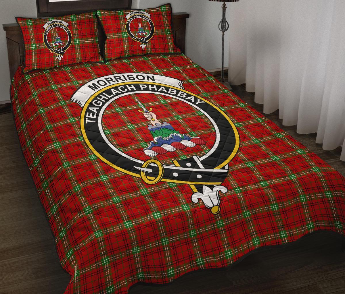 Morrison Red Modern Tartan Crest Quilt Bed Set