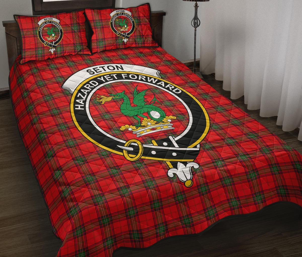 Seton Modern Tartan Crest Quilt Bed Set