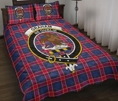 Graham of Menteith Red Tartan Crest Quilt Bed Set